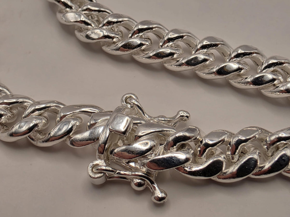 Sterling Silver Cuban Link Necklace 20 Inch 7mm 26.2g Curb Chain Mens Unisex Jewelry | Clamdiggers Forge