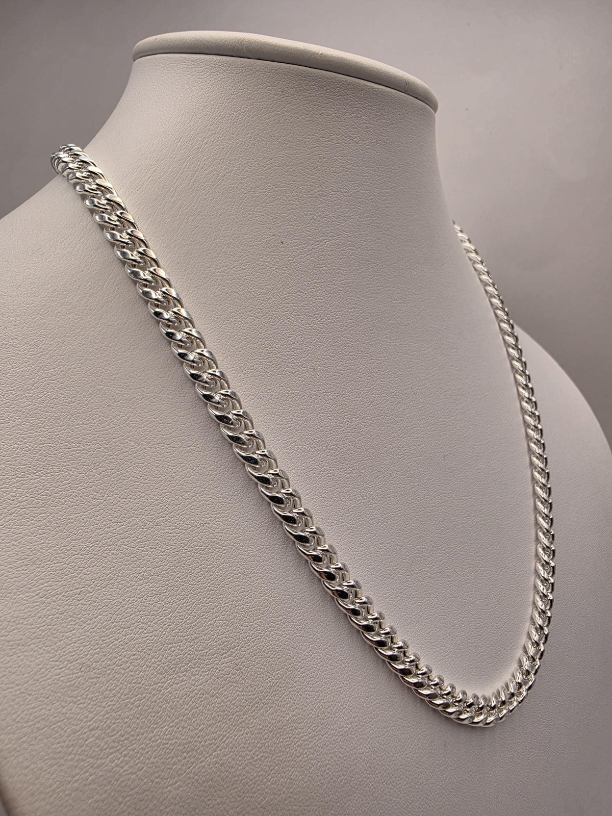 Sterling Silver Cuban Link Necklace 20 Inch 7mm 26.2g Curb Chain Mens Unisex Jewelry | Clamdiggers Forge