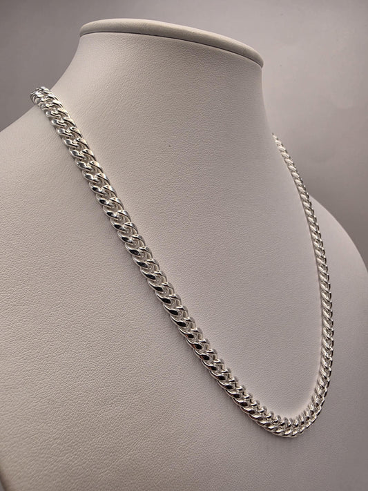 Sterling Silver Cuban Link Necklace 20 Inch 7mm 26.2g Curb Chain Mens Unisex Jewelry | Clamdiggers Forge