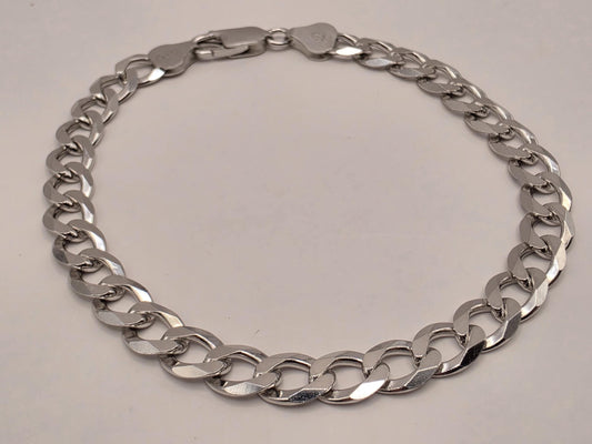 Sterling Silver Cuban Link Bracelet 8 Inch 7mm 10.3g Curb Chain Mens Unisex Jewelry | Clamdiggers Forge