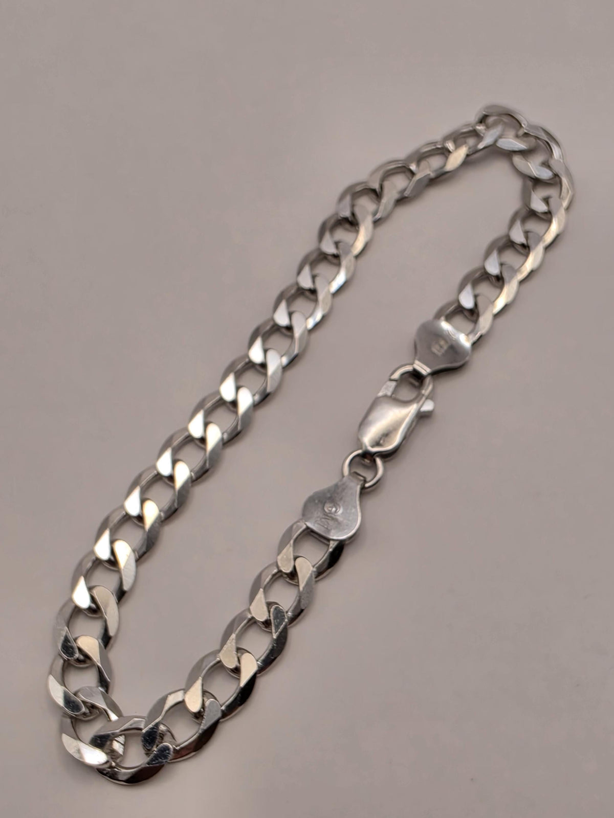 Sterling Silver Cuban Link Bracelet 8 Inch 7mm 10.3g Curb Chain Mens Unisex Jewelry | Clamdiggers Forge