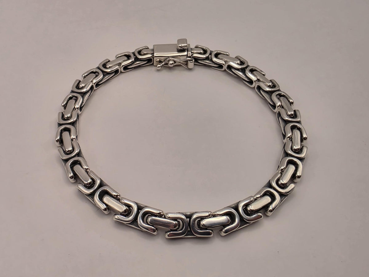 Sterling Silver Byzantine Link Bracelet 8 Inch 6.5mm 26.1g Heavy Statement Jewelry