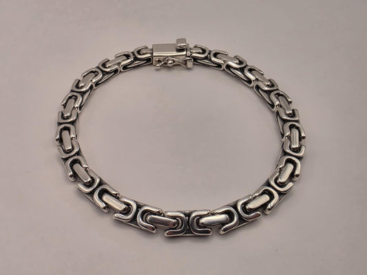 Sterling Silver Byzantine Link Bracelet 8 Inch 6.5mm 26.1g Heavy Statement Jewelry