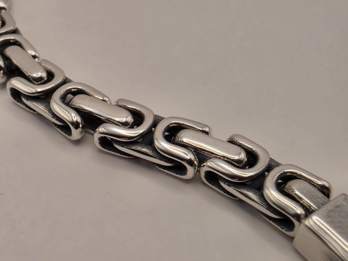 Sterling Silver Byzantine Link Bracelet 8 Inch 6.5mm 26.1g Heavy Statement Jewelry